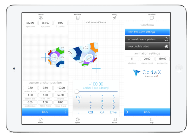 CodaX transform3D auf dem iPad